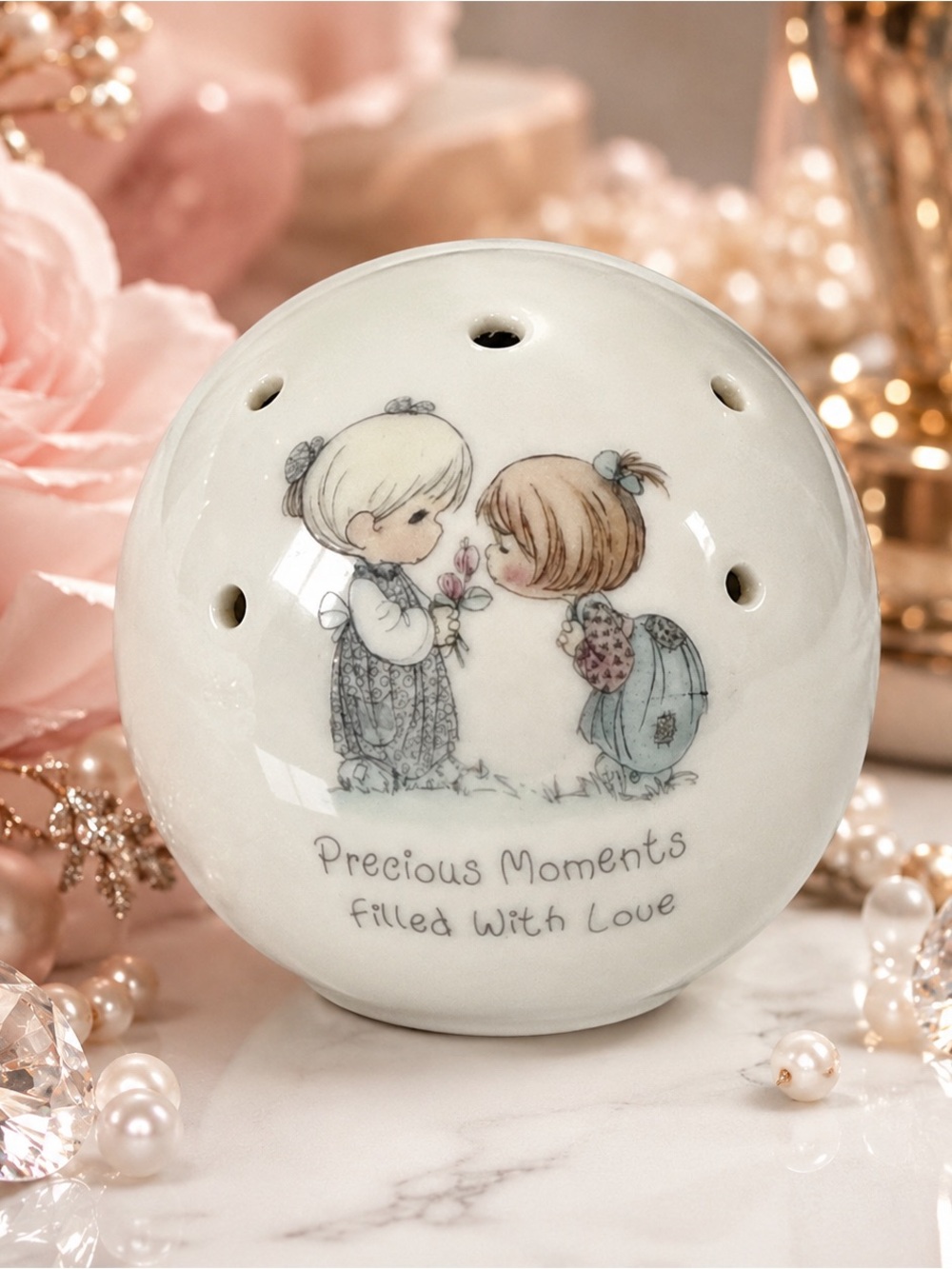 Precious Moments “Filled With Love” Potpourri Holder Pomander Ball 1987